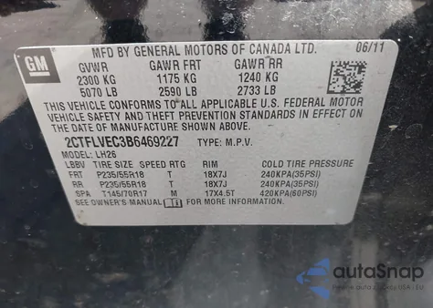 2011 GMC Terrain Slt-1 z USA, uszkodzony, nr VIN 2CTFLVEC3B6469227